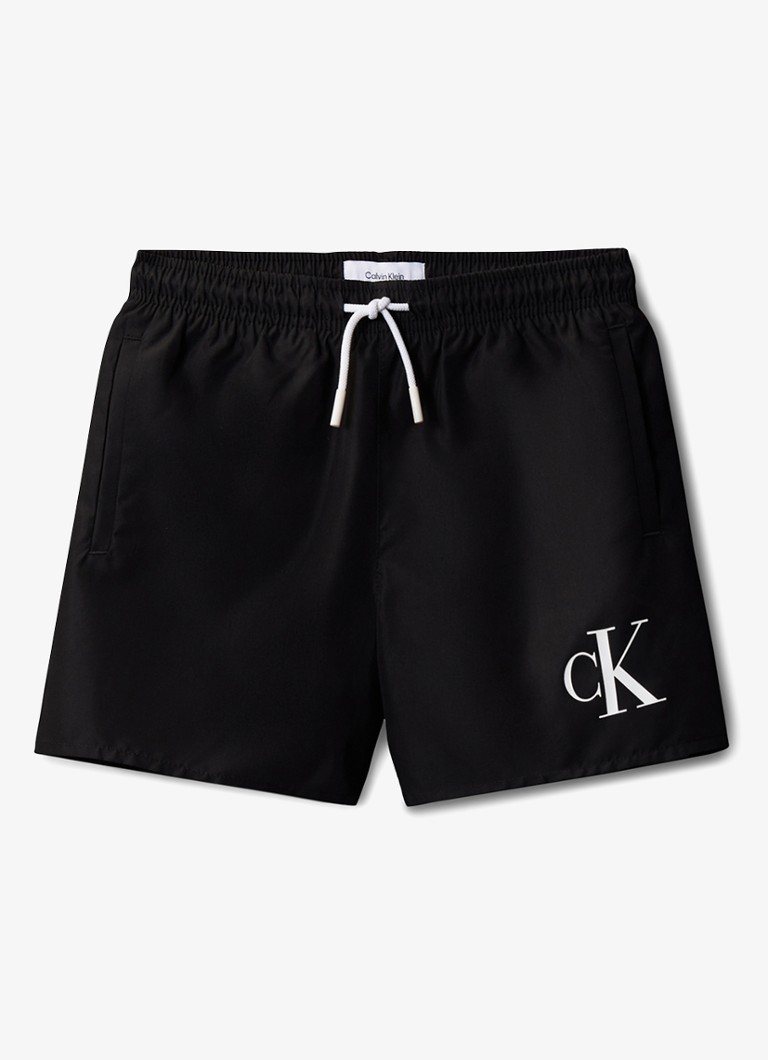 Calvin Klein Jongens Zwemshorts met logo en trekkoord in de kleur Antraciet