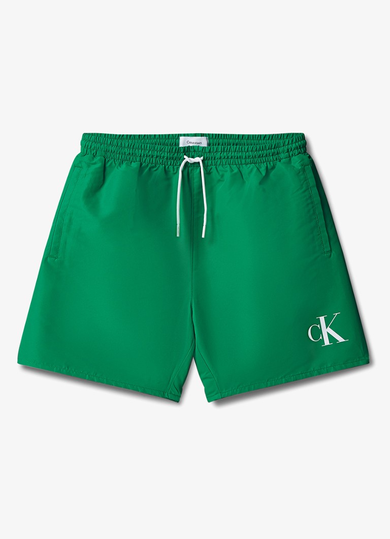 Calvin Klein Jongens Zwemshorts met logo en trekkoord in de kleur Groen