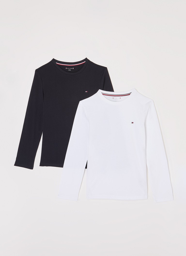 Tommy Hilfiger Jongens Longsleeve met logo in 2-pack in de kleur Donkerblauw