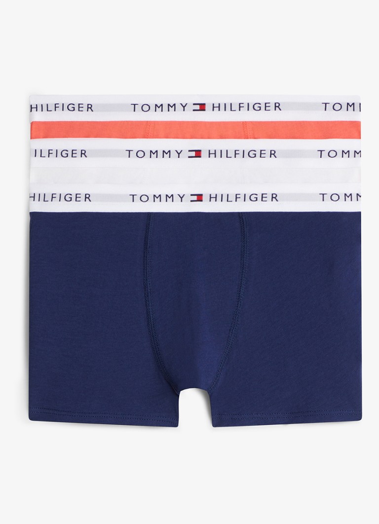 Tommy Hilfiger Jongens Essential boxershorts met logoband 3-pack in de kleur Donkerblauw