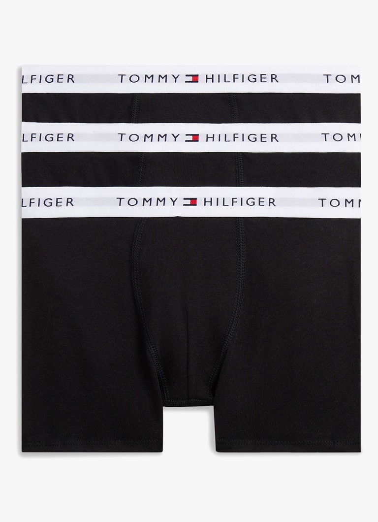 Tommy Hilfiger Jongens Essential boxershorts met logoband 3-pack in de kleur Zwart