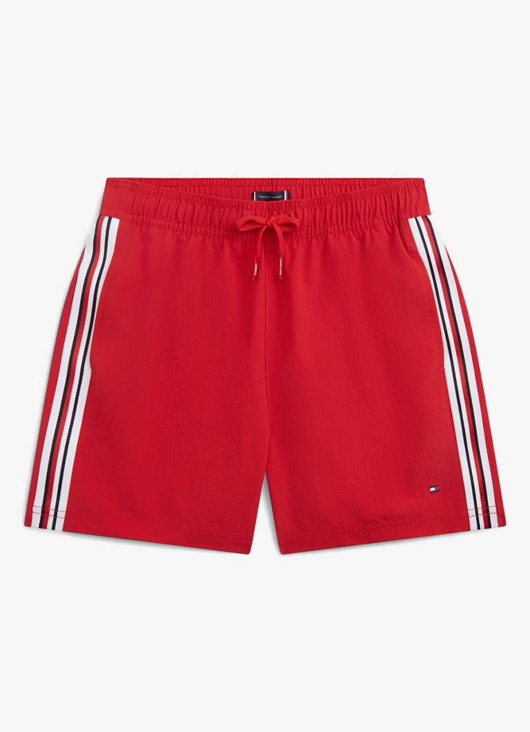 Tommy Hilfiger Jongens Zwemshorts met steekzakken en logo in de kleur Rood