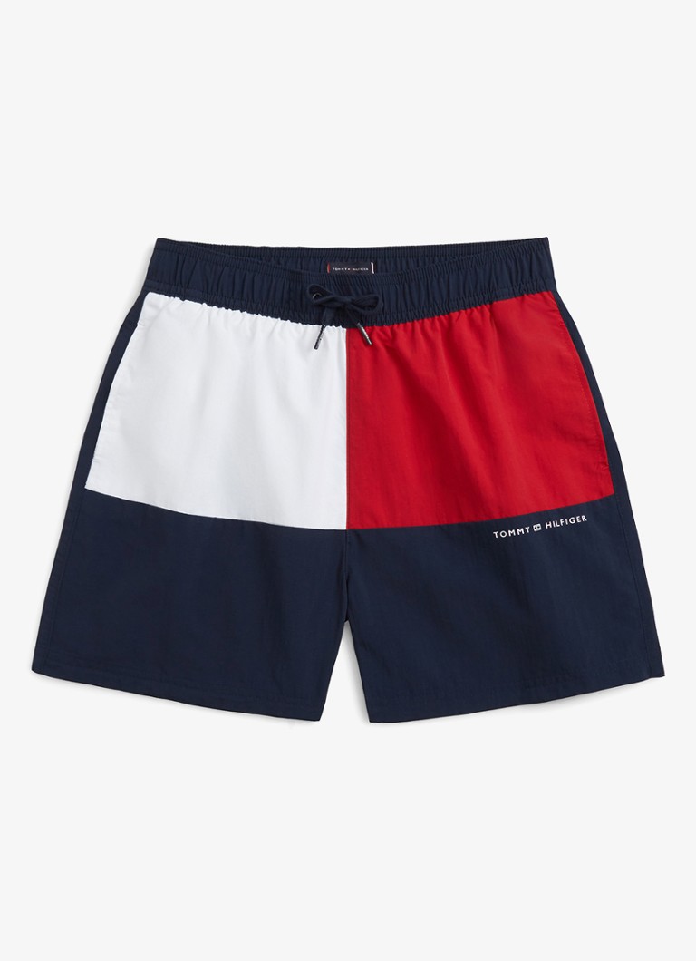 Tommy Hilfiger Jongens Zwemshorts met steekzakken en logo in de kleur Donkerblauw