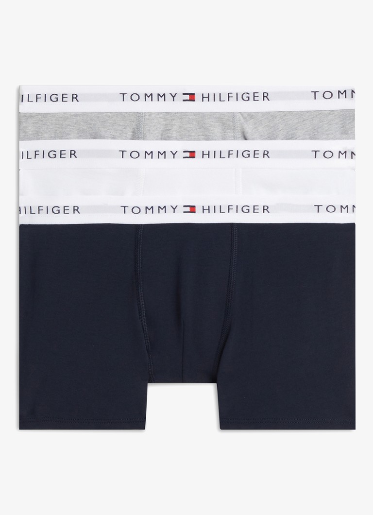 Tommy Hilfiger Jongens Boxershorts met logoband in 3-pack in de kleur Grijs