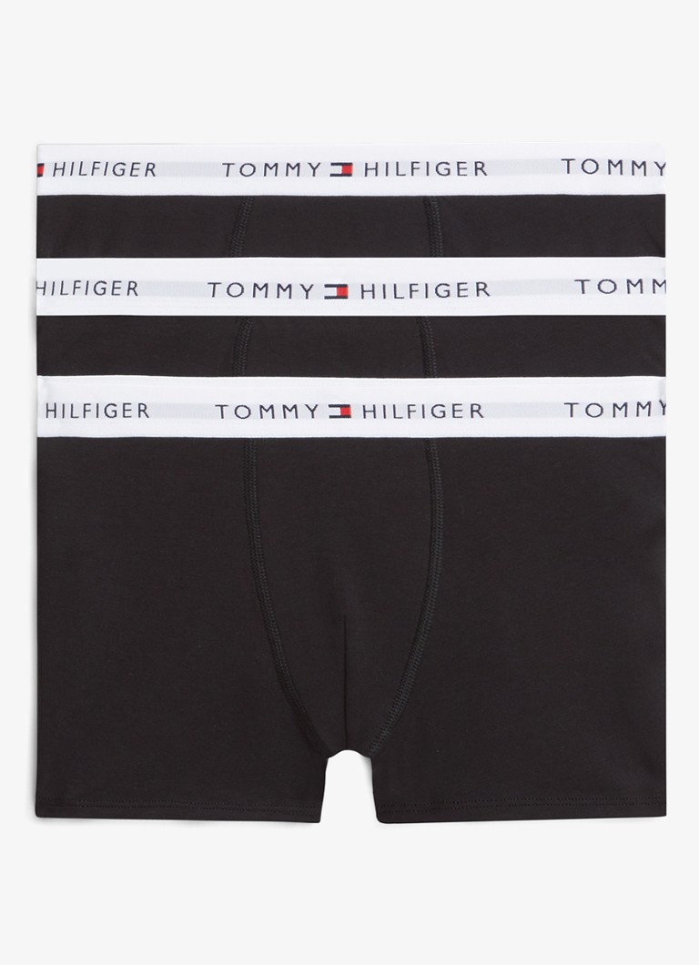 Tommy Hilfiger Jongens Boxershorts met logoband in 3-pack in de kleur Zwart