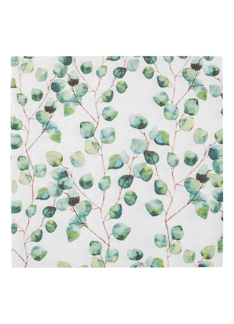 Ppd Aquarell Leaves servetten 33 x 33 cm Wit - Deal
