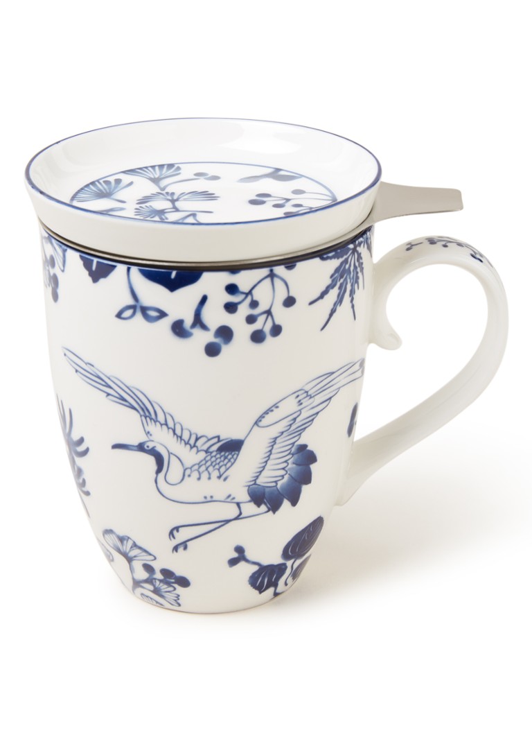 Tokyo Design Studio Flora Japonica Crane mok met theezeef 3-delig Wit - Deal