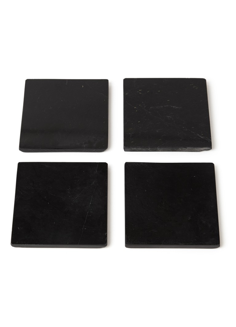 Stoned Onderzetters van marmer set van 4 Zwart - Deal