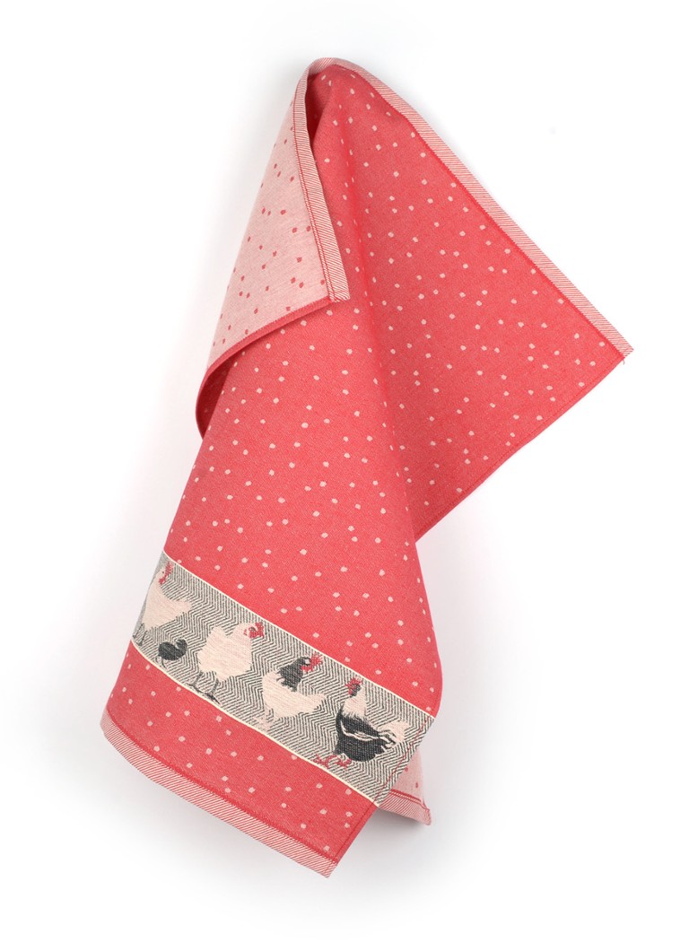 Bunzlau Castle Chickens theedoek van katoen 65 x 65 cm Rood - Deal