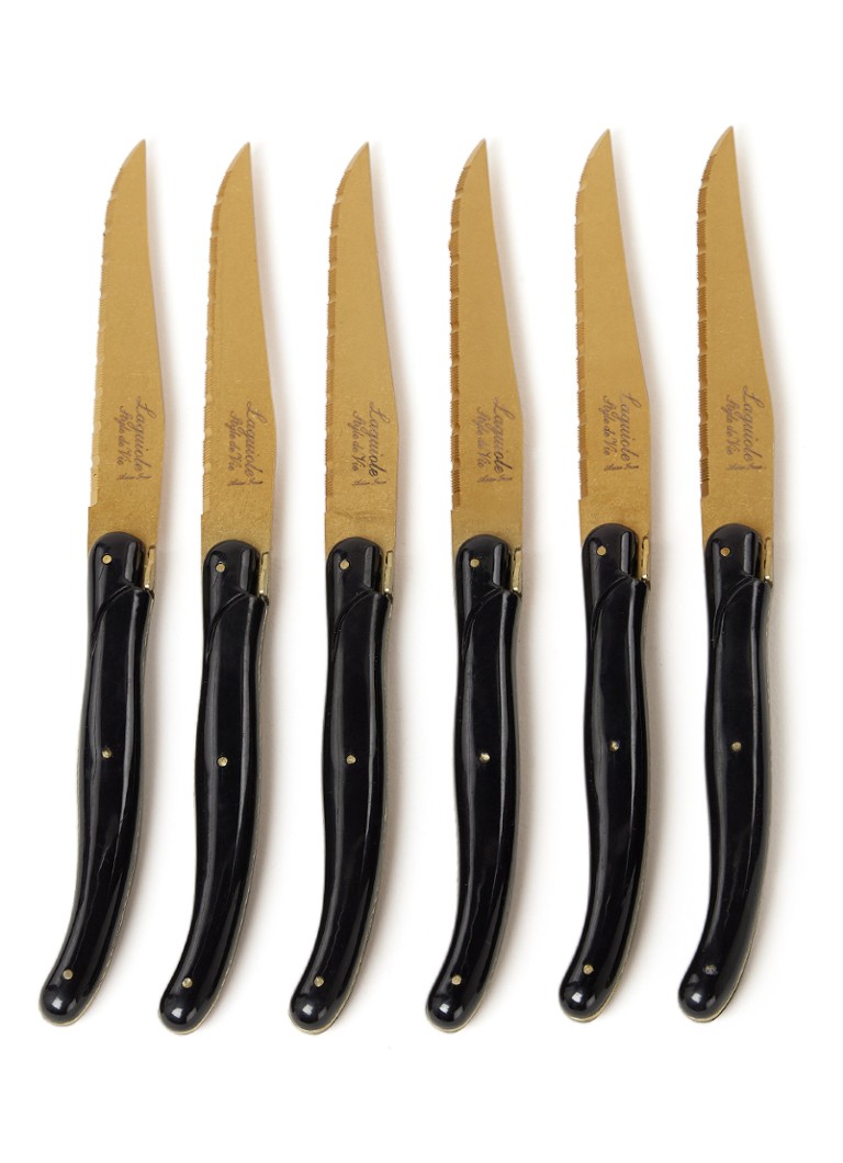 Laguiole Style de Vie Prestige Line steakmes 23 cm set van 6 Zwart - Deal