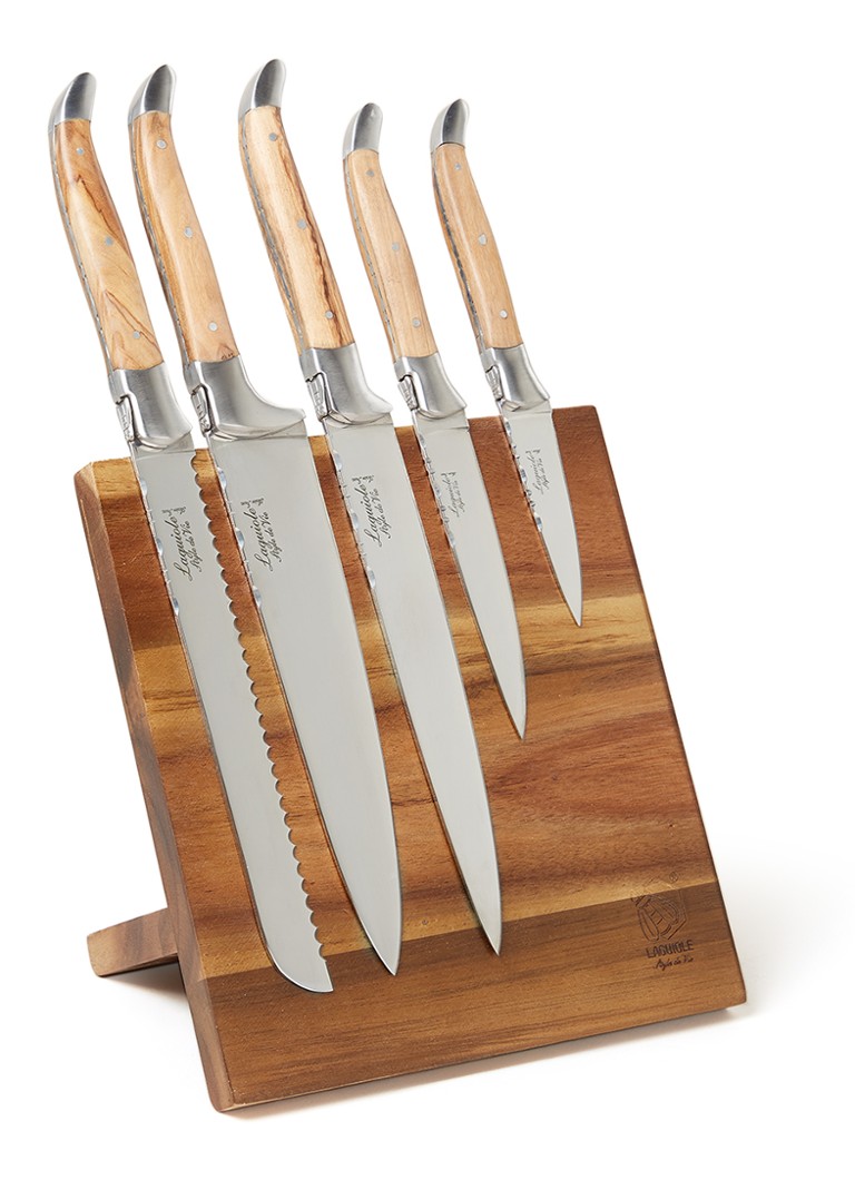 Laguiole Style de Vie Magnetisch messenblok met messenset 5-delig Beige - Deal