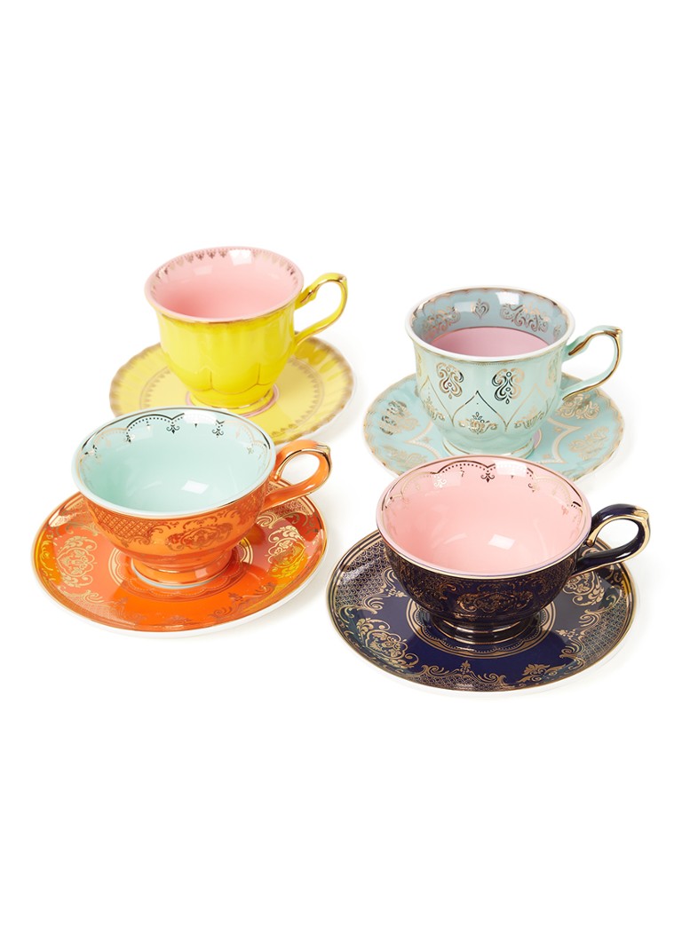 POLSPOTTEN Grandpa kop en schotel 22 cl set van 4 Multicolor - Deal