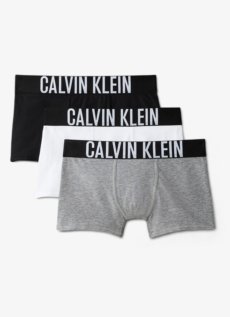 Calvin Klein Jongens Intense power boxer met logoband in 3-pack in de kleur Grijs