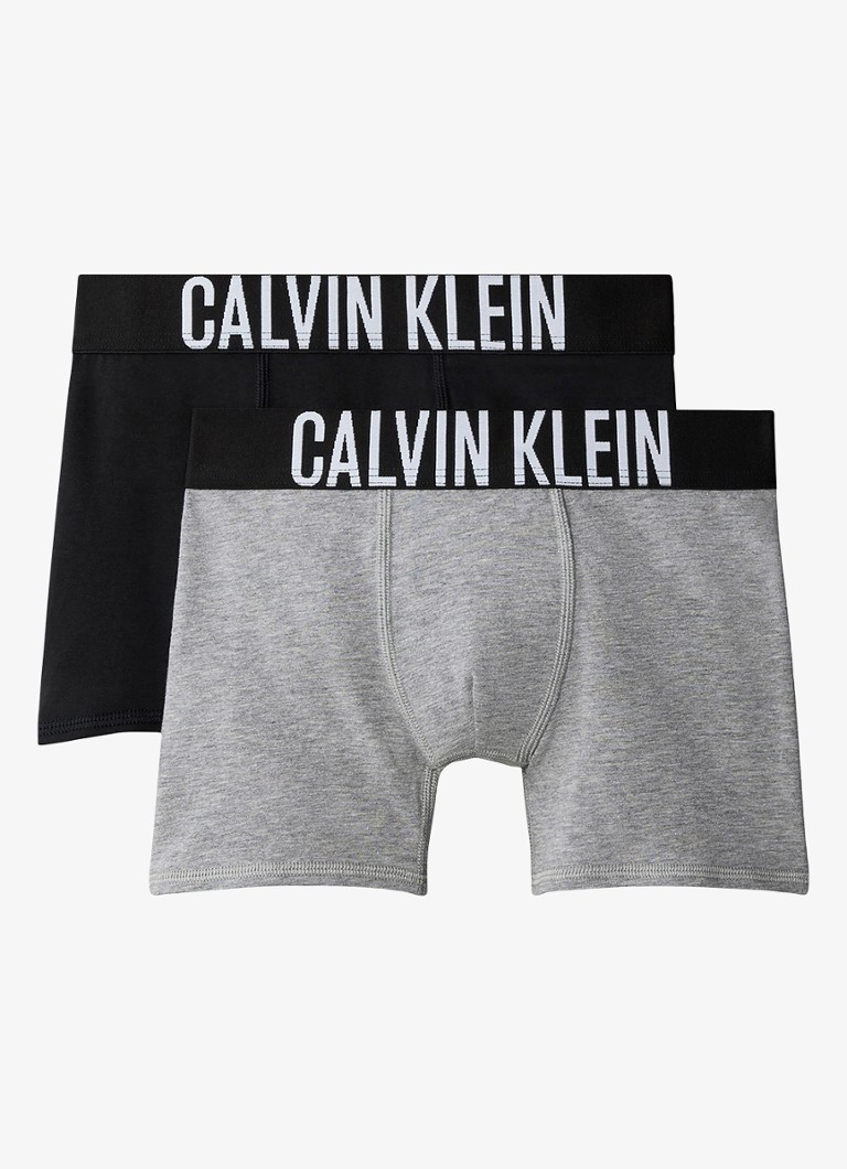 Calvin Klein Jongens Boxershorts met logoband in 2-pack in de kleur Grijs