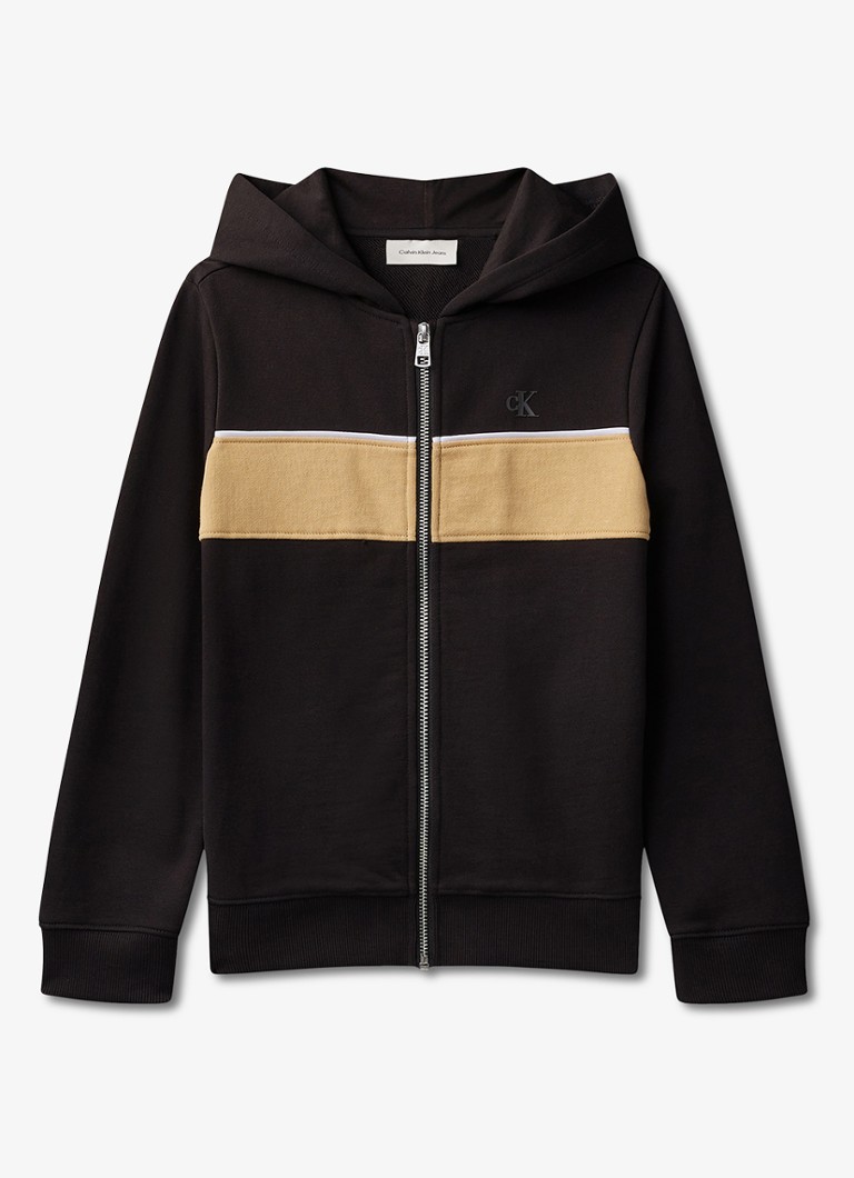 Calvin Klein Jongens Sweatvest met capuchon in de kleur Zwart