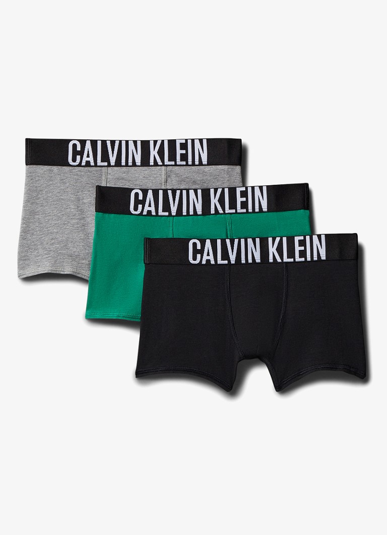 Calvin Klein Jongens Intense power boxer met logoband in 3-pack in de kleur Middengrijs