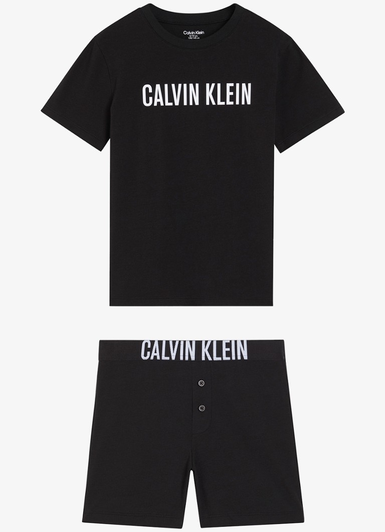Calvin Klein Jongens Pyjamaset met logo in de kleur Zwart