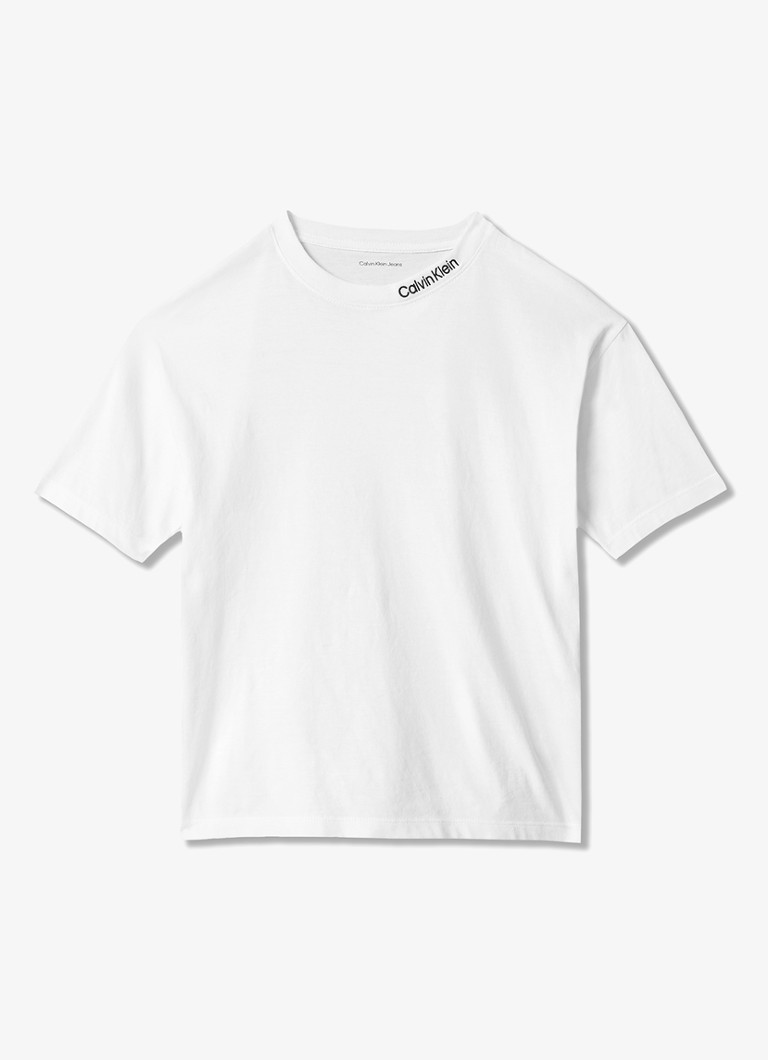 Calvin Klein Jongens T-shirt met logo in de kleur Wit