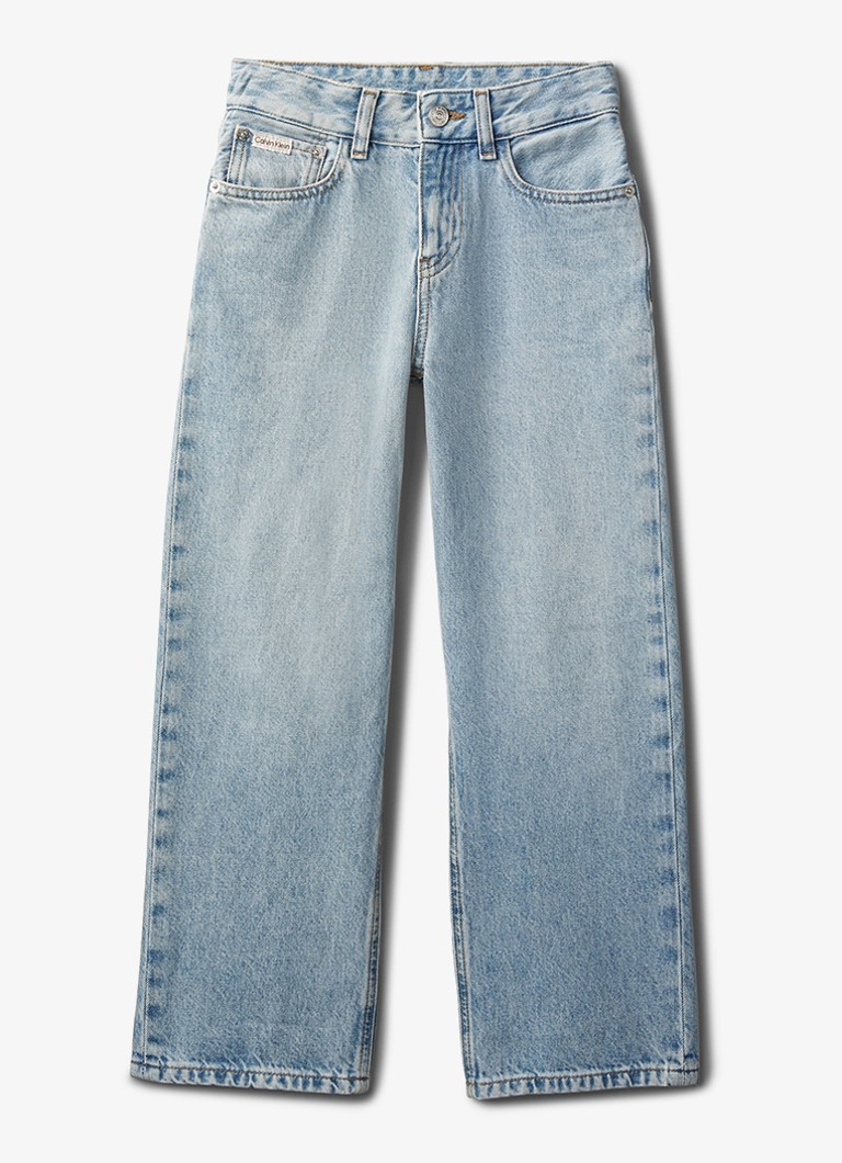 Calvin Klein Jongens Straight fit jeans met lichte wassing in de kleur Denim