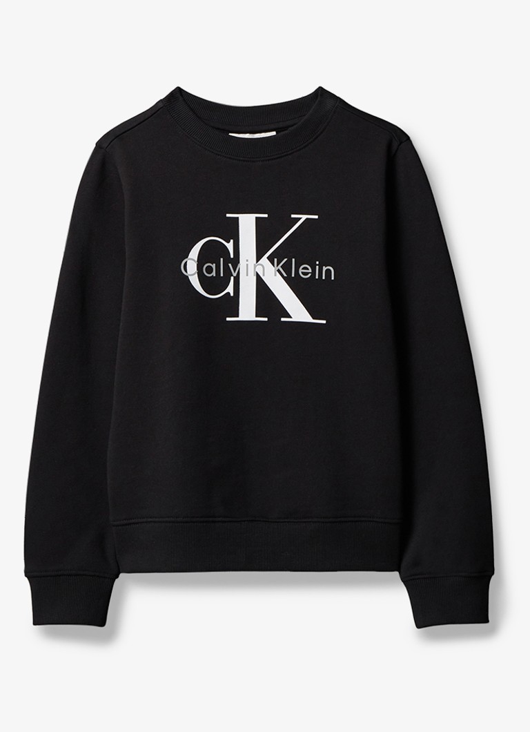 Calvin Klein Jongens Sweater met logoprint in de kleur Zwart