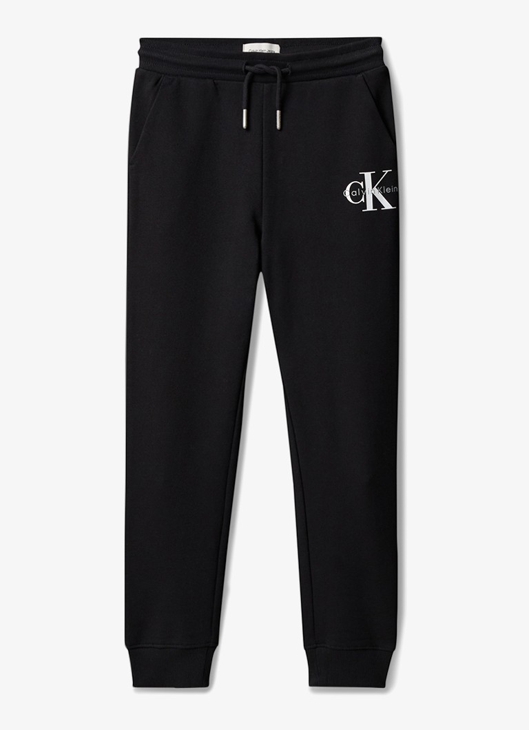 Calvin Klein Jongens Joggingbroek met logoborduring in de kleur Zwart