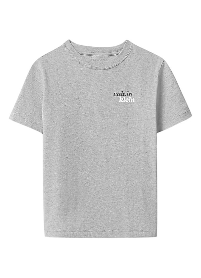 Calvin Klein Jongens T-shirt met logo- en backprint in de kleur Medium Grey Heather-P7D / Grijs