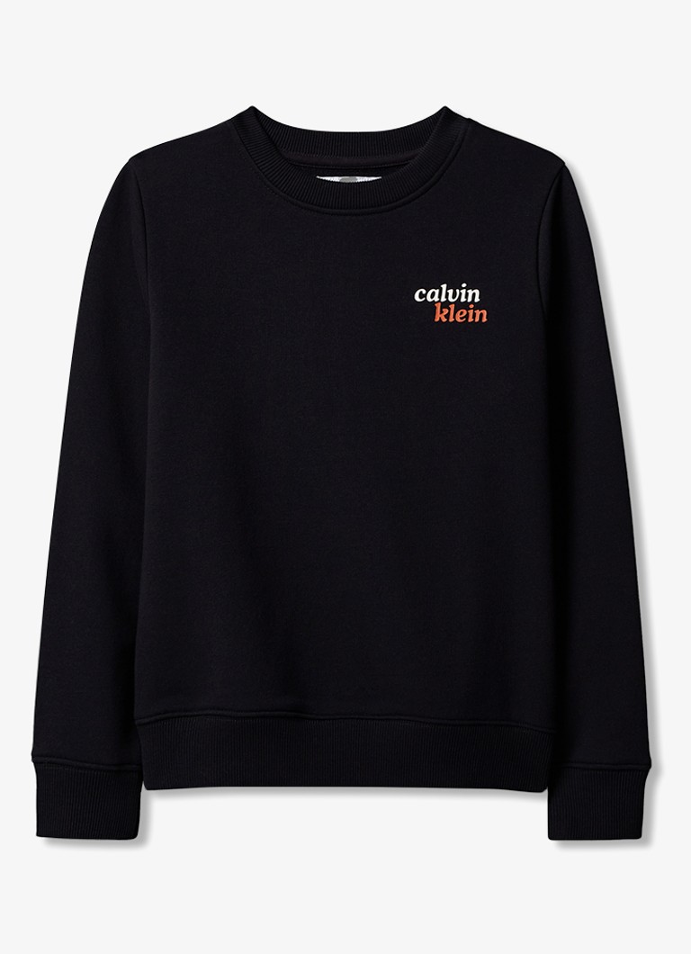 Calvin Klein Meisjes Sweater met logo- en backprint in de kleur Zwart