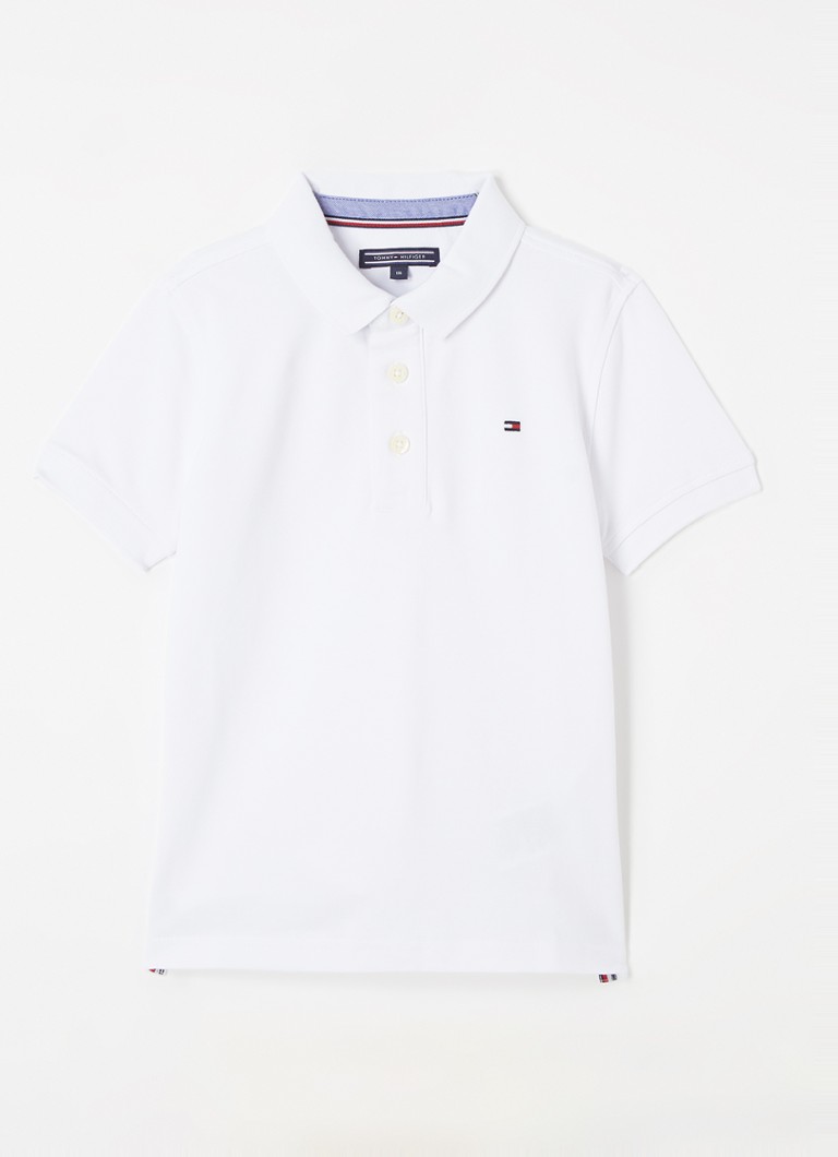 Tommy Hilfiger Jongens Polo van piqué katoen in de kleur Bright White