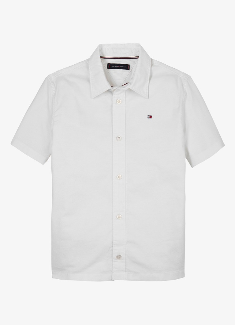 Tommy Hilfiger Jongens Oxford regular fit overhemd met logo in de kleur Wit