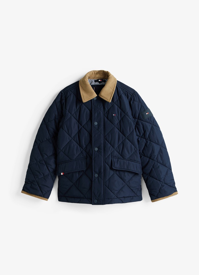 Tommy Hilfiger Jongens Jack met quilt patroon in de kleur Blauw