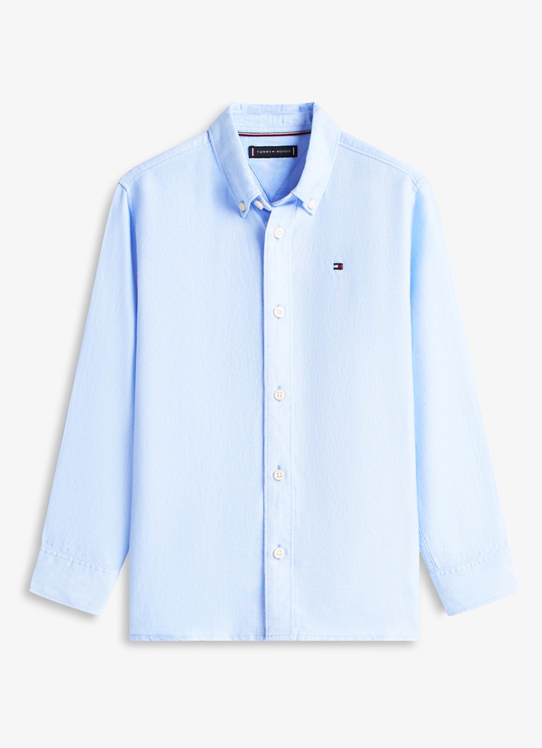 Tommy Hilfiger Relaxed fit overhemd in linnenblend in de kleur Blauw