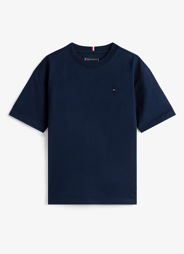 Tommy Hilfiger Jongens Essential T-shirt met streepprint in de kleur Dark Night Navy-C1G