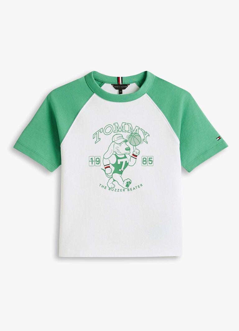 Tommy Hilfiger Jongens T-shirt met logoprint in de kleur Wit