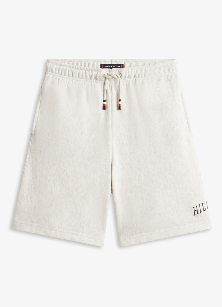 Tommy Hilfiger Jongens Straight fit korte joggingbroek met steekzakken in de kleur Lichtgrijs