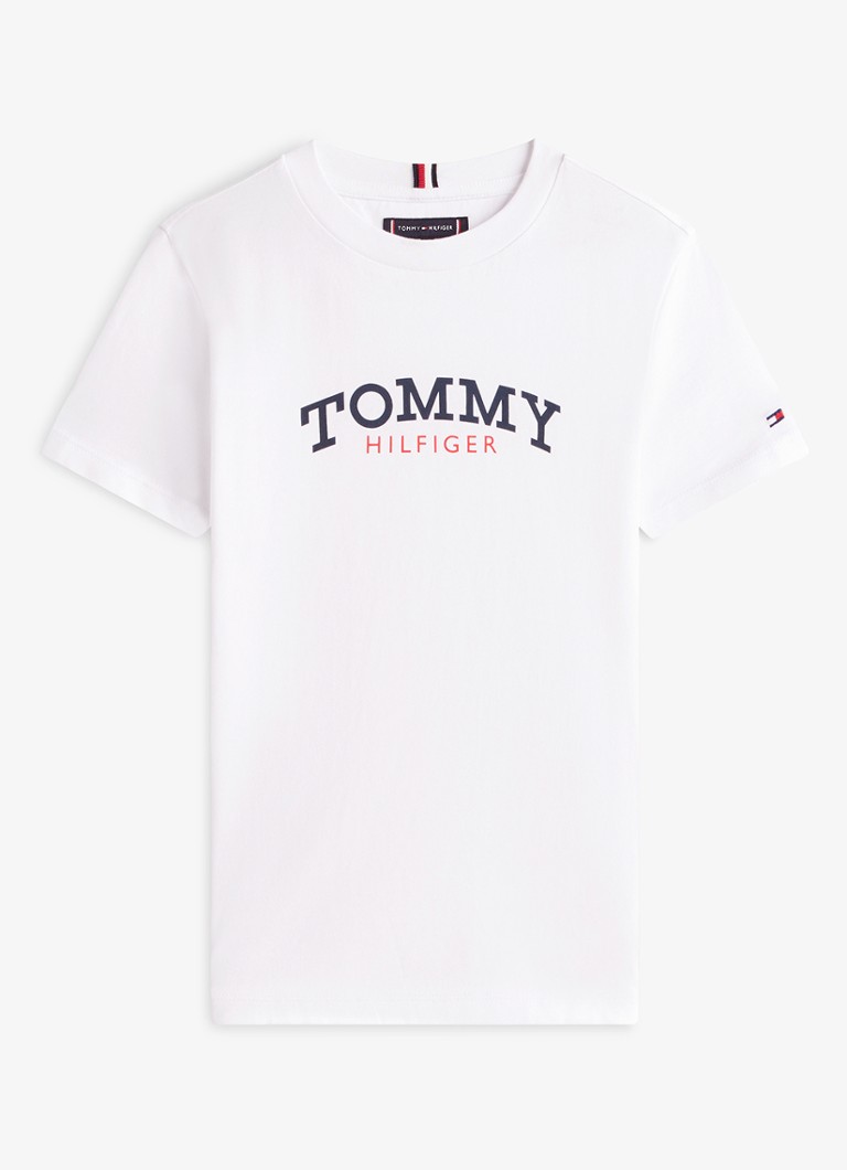 Tommy Hilfiger Jongens T-shirt met logo in de kleur Wit