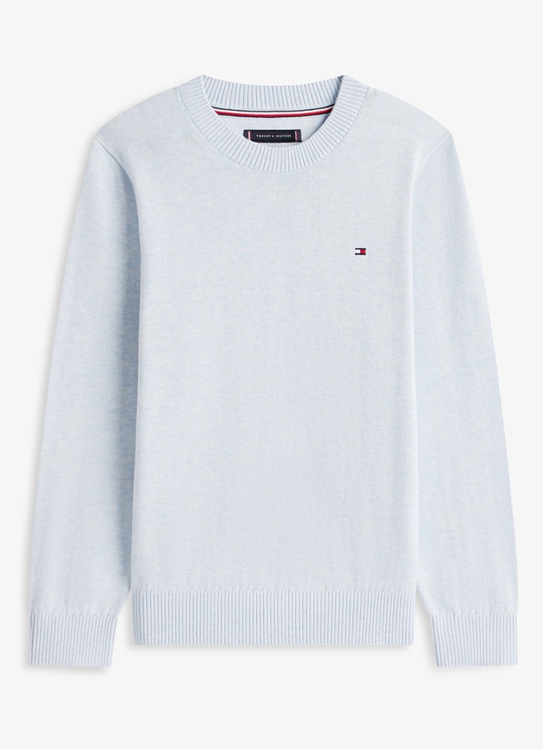 Tommy Hilfiger Jongens Fijngebreide pullover met logo in de kleur Lichtblauw