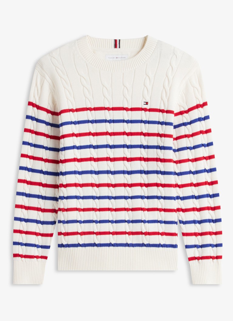 Tommy Hilfiger Jongens Essential Cable Knit Jumper in de kleur Ivoor