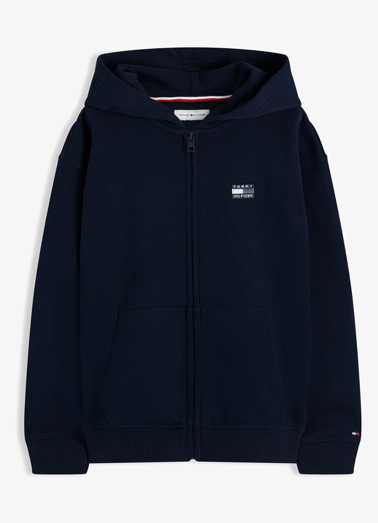 Tommy Hilfiger Jongens Sweatvest met logo in de kleur Dark Night Navy-C1G