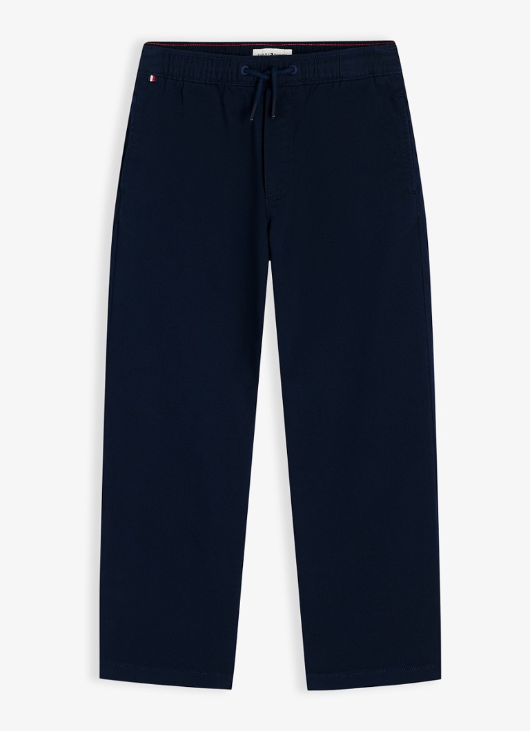 Tommy Hilfiger Jongens Straight leg chino met logo in de kleur Dark Night Navy-C1G