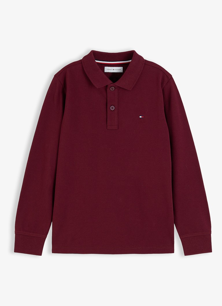 Tommy Hilfiger Jongens Regular fit polo met logo in de kleur Bordeauxrood