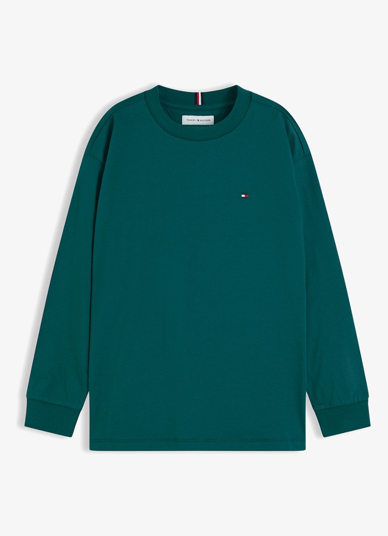 Tommy Hilfiger Jongens Longsleeve met logoborduring in de kleur Groen