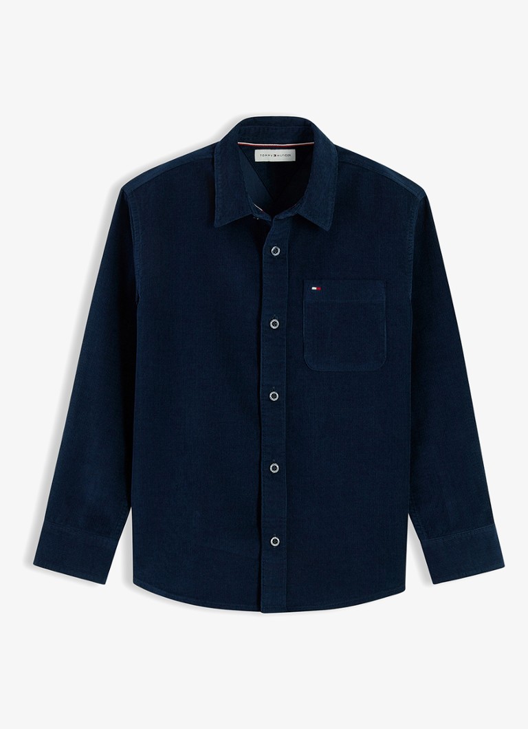 Tommy Hilfiger Regular fit overhemd van corduroy in de kleur Donkerblauw