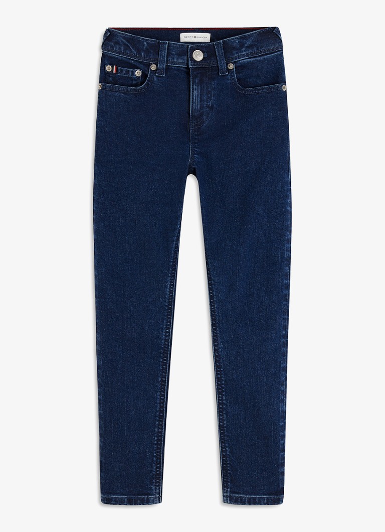 Tommy Hilfiger Jongens High waist slim fit jeans met donkere wassing in de kleur Indigo