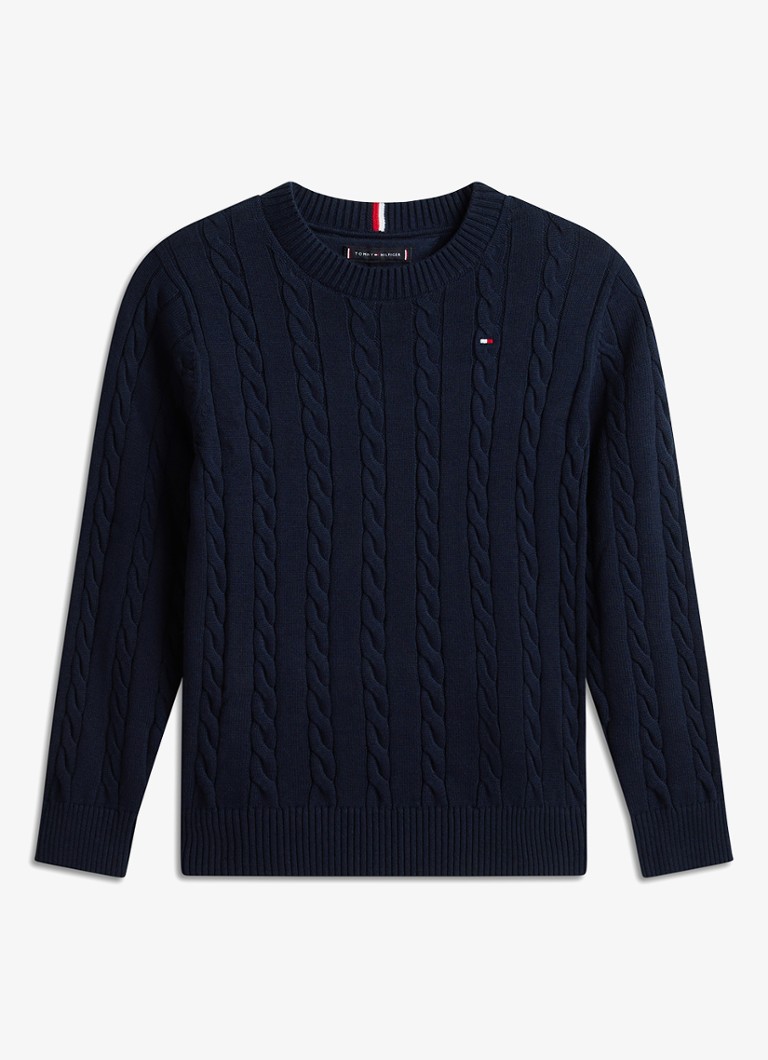 Tommy Hilfiger Jongens Essential Cable Knit Jumper in de kleur Dark Blue-C1G