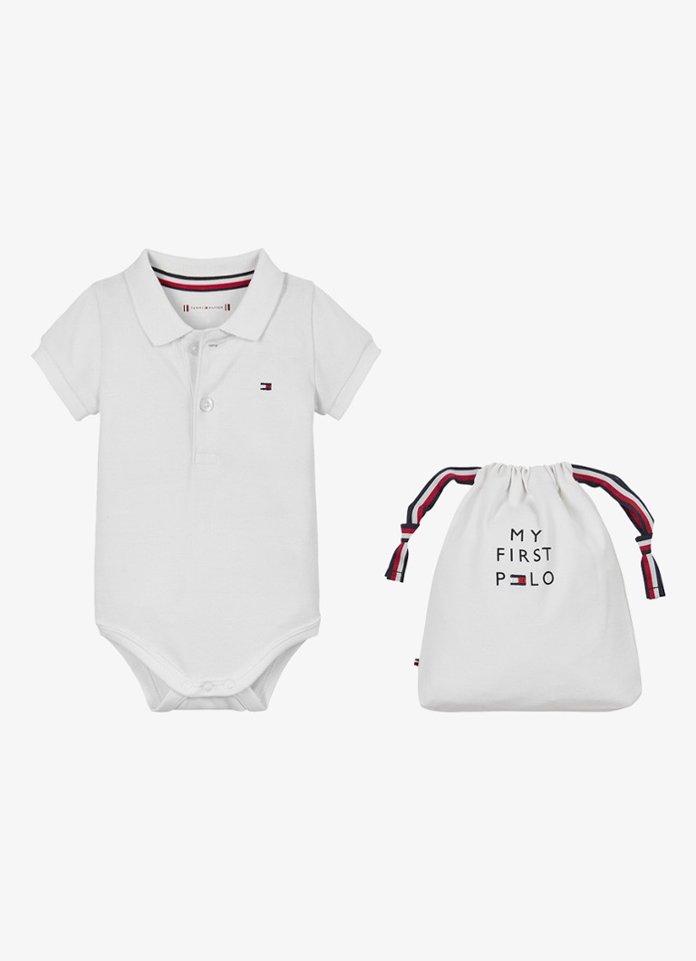 Tommy Hilfiger Jongens Romper met logo in de kleur Wit