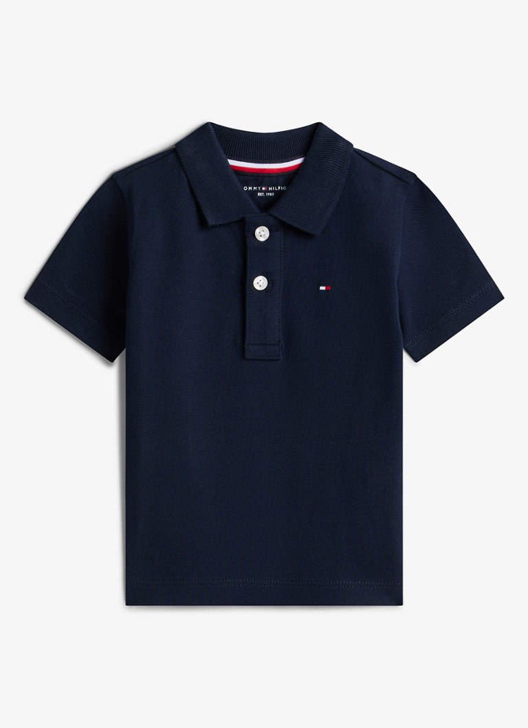 Tommy Hilfiger Jongens Regular fit polo in katoenblend in de kleur Donkerblauw
