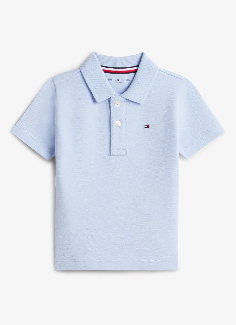 Tommy Hilfiger Jongens Regular fit polo in katoenblend in de kleur Lichtblauw
