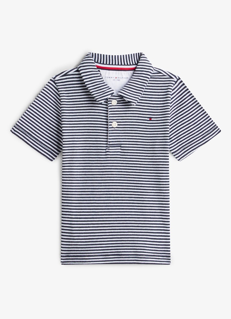 Tommy Hilfiger Meisjes Regular fit polo met streepprint in de kleur Donkerblauw