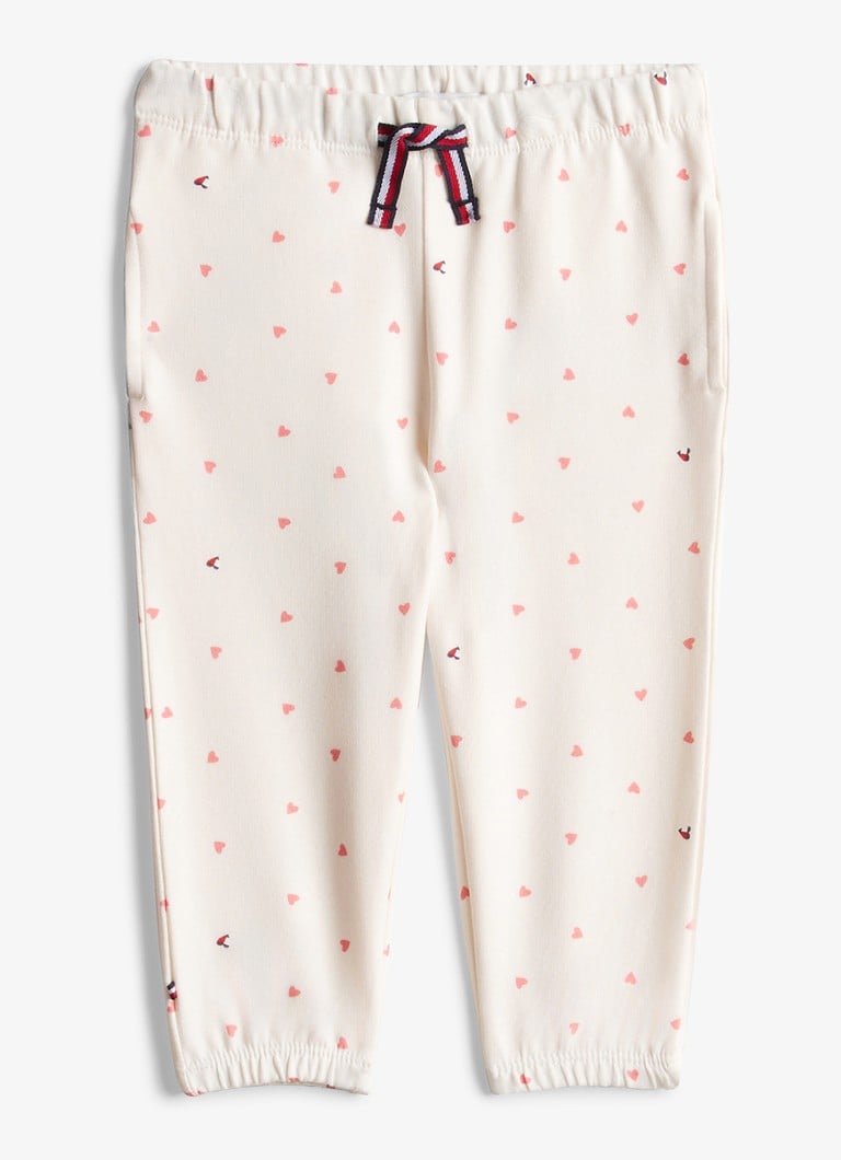 Tommy Hilfiger Meisjes Tapered fit joggingbroek met print in de kleur Gebroken wit