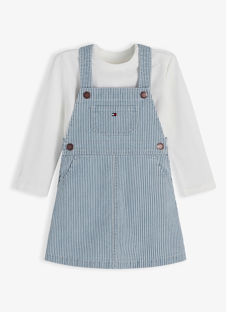 Tommy Hilfiger Meisjes Jurk met streepprint in de kleur Lichtblauw